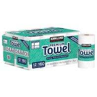 Kirkland Signature Paper Towels, 2-Ply, 160 Sheets, 12 Individually Wrapped Rolls