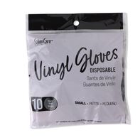 Salon Care Disposable Vinyl Gloves, Small - Black