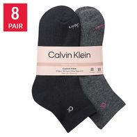 Calvin Klein Women's High Quarter Sock, 8-pair, Assorted Colors