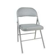 COSCO Gray Metal Frame Padded Vinyl Seat Indoor/Outdoor Standard Folding Chair 250-lb Weight Cap