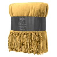 Ochre Fringe Plush Throw Blanket, 50x60