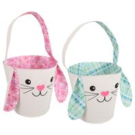 Canvas Bunny Basket With Ears & Handle