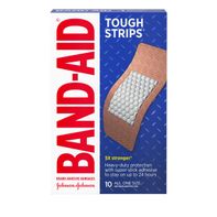BAND-AID Sterile Tough Strips Adhesive Bandages for First Aid & Wound Care, Durable Protection & Comfort for Minor Cuts & Scrapes, Heavy-Duty Fabric Bandages, Extra Large, 10 ct