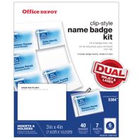 Office Depot Clip-Style Top-Load Name Badge Holders - Clear - 3" x 4"