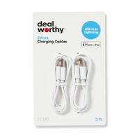 Dealworthy Lightning to USB-A Charging Cable - White