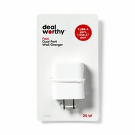 Dealworthy Dual Port 25W USB-A & USB-C Wall Charger - White