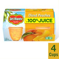 Del Monte Diced Peaches in 100% Juice Plastic Fruit Cup Snacks