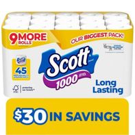 Scott 1000 Toilet Paper, Septic-Safe, Toilet Tissue