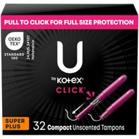 U by Kotex Click Compact Unscented Tampons, Super Plus