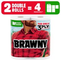 BRAWNY Tear-A-Square Paper Towels, 2 Double Rolls