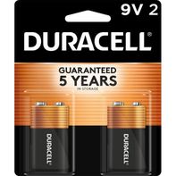 Duracell Coppertop 9V Alkaline Batteries, 2 Pack