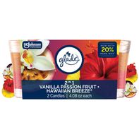 Glade 2in1 Single Wick Candles, Hawaiian Breeze + Vanilla Passionfruit