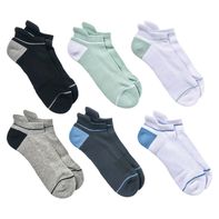 Crane Sport Socks 6p, White/Green/Black, Ladies Shoe Size 4/10