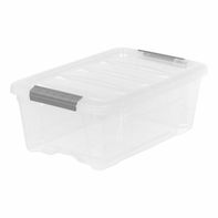 Iris Buckle Up Storage Box, 12.9 Quart, Clear, 4-count