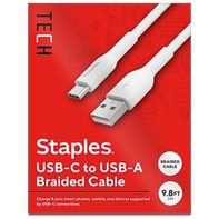 Staples Tech USB-C to USB-A Charging Cable - White