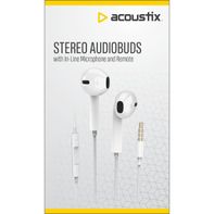 Acoustix™ Stereo Earbuds with Microphone & Remote - White