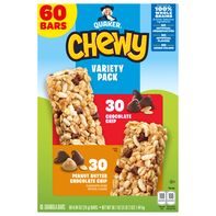 Quaker Granola Bars, Chocolate Chip/Peanut Butter Chocolate Chip, Chewy, Variety Pack