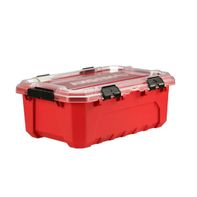 Husky 12-gal. Professional Heavy Duty Waterproof Stackable Plastic Storage Container With Hinged Lid In Red