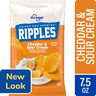 Kroger Potato Chips, Cheddar & Sour Cream, Ripples