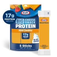 Kraft Natural Cheese Protein Reduced Fat Mild Cheddar Protein Big Stick 10 oz Bag (5-2oz Sticks)