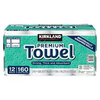 Kirkland Signature Paper Towels, 2-Ply, 160 Sheets, 12 Individually Wrapped Rolls