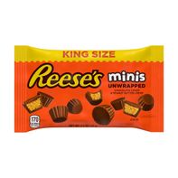Reese's Minis Milk Chocolate Unwrapped King Size Peanut Butter Cups, Candy Bag, 2.5 oz