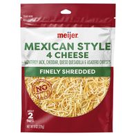 Meijer Mexican 4 Cheese Monterey Jack Cheddar Queso Quesadilla & Asadero Finely Shredded Cheeses