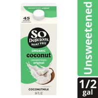 So Delicious Dairy Free Organic Unsweetened Plain Coconut Milk Half Gallon