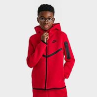 Nike Boys' Sportswear Tech Fleece Full-Zip Hoodie, Large - University Red & Black