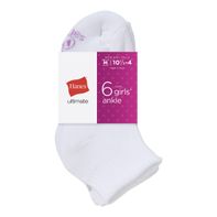 Hanes Girls' Medium Ultimate Quarter Socks - White