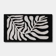 Room Essentials Rectangle Outdoor Door Mat, 1'4" x 2'4" - Black & Ivory Leaf