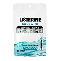 Listerine On-The-Go Cool Mint Alcohol Free Mouthwash Packets, 0.33 fl. oz., 15 Pack