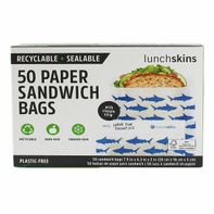 Lunchskins Recyclable + Sealable Sandwich Bags w/Closure Strip, Navy Shark