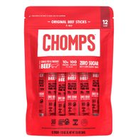 Chomps Original Beef Sticks, Mild, 12 Individually Wrapped Sticks