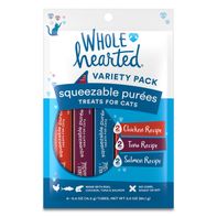 WholeHearted Treats for Cats, Chicken Recipe/Tuna Recipe/Salmon Recipe, Squeezable Puree