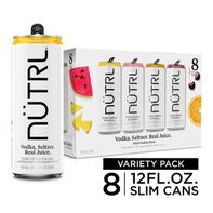 NUTRL Vodka Hard Seltzer, Real Fruit Juice Variety Pack, Gluten Free, 8 Pack, 12 Fl Oz Slim Cans