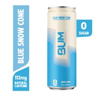 BUM Energy Blue Snow Cone Energy Drink, 112mg Natural Caffeine, Zero Sugar
