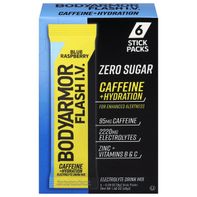 BODYARMOR Flash IV Blue Raspberry Caffeinated Zero Sugar Drink Mix Packets