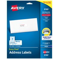 Avery Mailing Labels, Easy Peel, Ink Jet, White