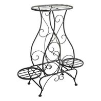 2-Tier Black Metal Outdoor Plant Stand, 22x24
