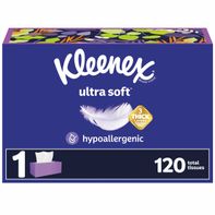 Kleenex® Ultra Soft™ Facial Tissues, 1 Flat Box, 120 Tissues per Box, 3-Ply