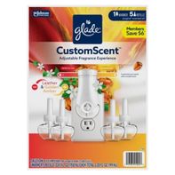 Glade CustomScent PlugIns Scented Oil Warmer & Refills, Leather & Golden Amber – 1 Warmer + 5 Refills
