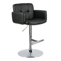 Stout Adjustable Swivel Faux Leather Barstool, Black