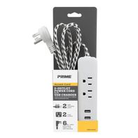Prime® Black USB Charger and Power Strip