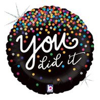 Betallic 18" Standard You Did It Confetti Holographic Packaged Foil Balloon