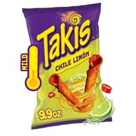 Takis Chile Limon 9.9 oz Sharing Size Bag, Chili & Lime Flavored Mild Spicy Rolled Tortilla Chips