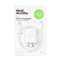 Dealworthy 2-Port 25Watt Wall Charger With USB-C to USB-C Cable - White