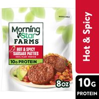 Morning Star Farms Veggie Breakfast Hot and Spicy Plant Based Sausage Patties, Vegan Meat, 6 Count