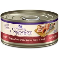 Wellness Flaked Skipjack Tuna & Wild Salmon Entree In Broth Healthy Food For Adult Cats