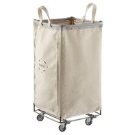 The Container Store 14" x 14" x 28" Natural & Grey Steele Canvas Squared Sorting Hamper